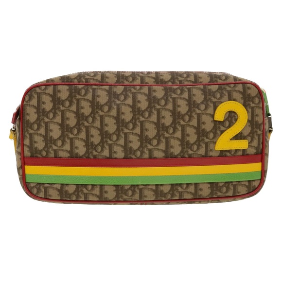 Christian Dior Trotter Canvas Shoulder Bag Rasta Color Brown Auth rd4643 - Picture 13 of 16